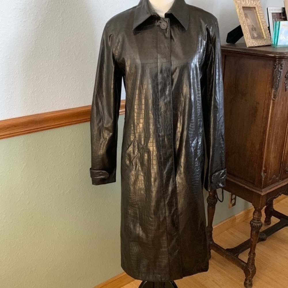 Fu Da New York Faux Reptile Trench Coat Small